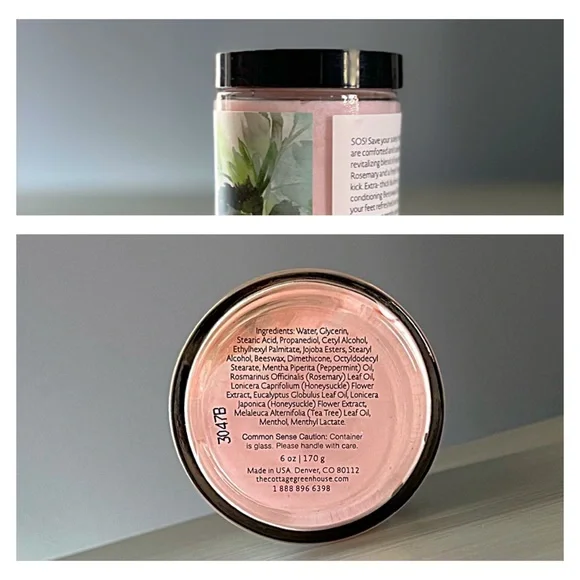 NEW Cottage Greenhouse ROSEMARY MINT RESCUE FOOT CREAM Margot Elena - Picture 3 of 5